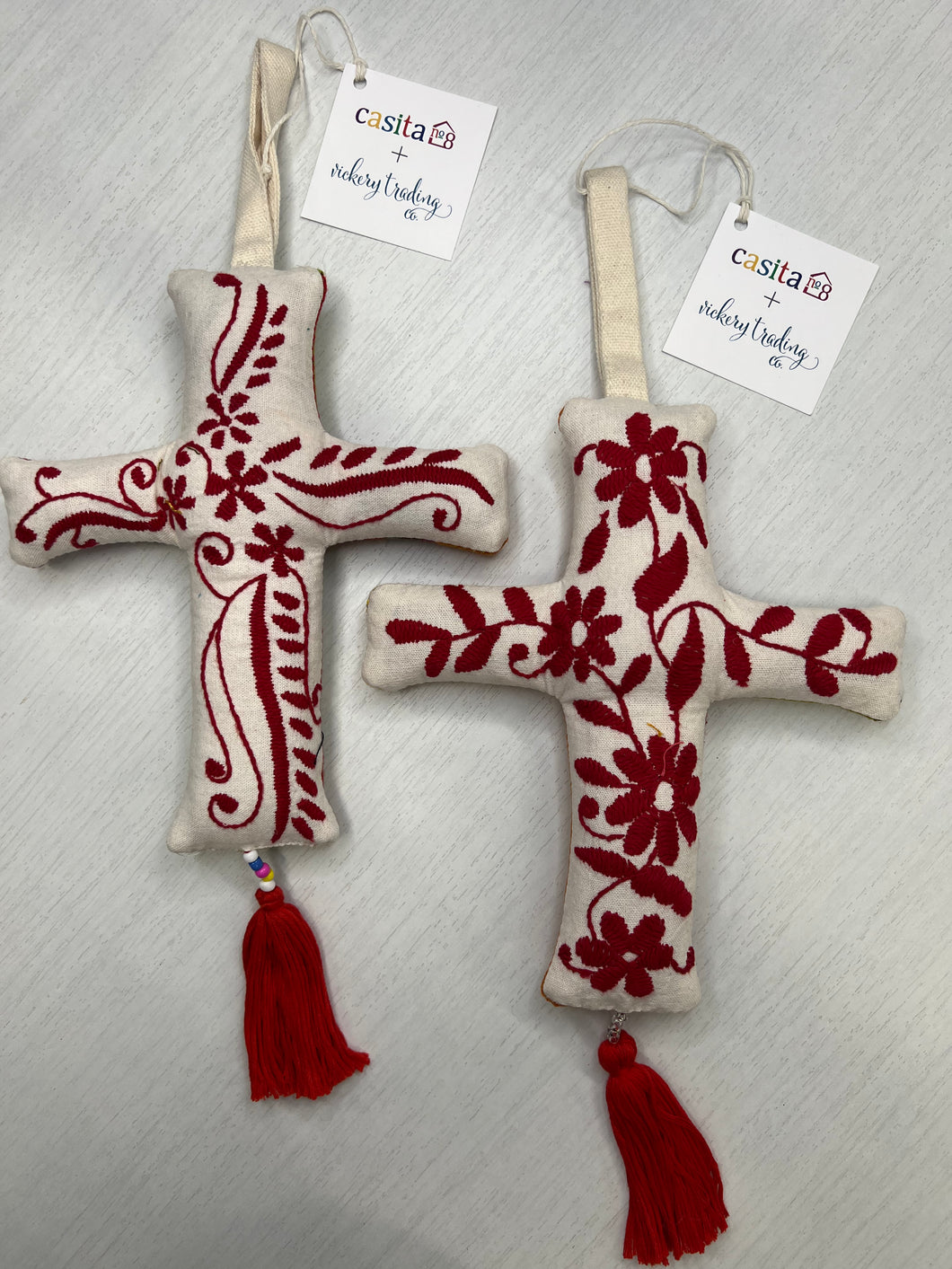 Christmas Otomi Hand-Embroidered Cross Ornament