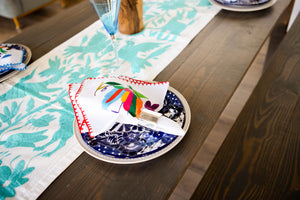 Otomi Hand-Embroidered Table Runner with Border