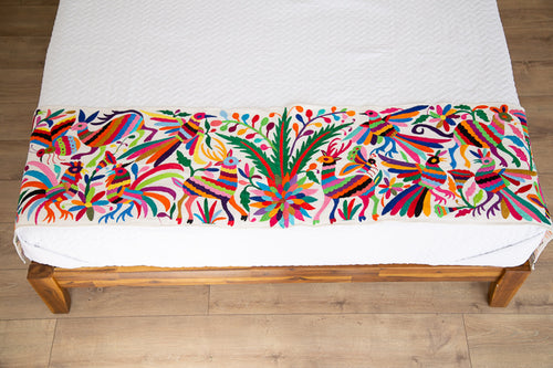 Otomi Hand-Embroidered Table Runner, No border